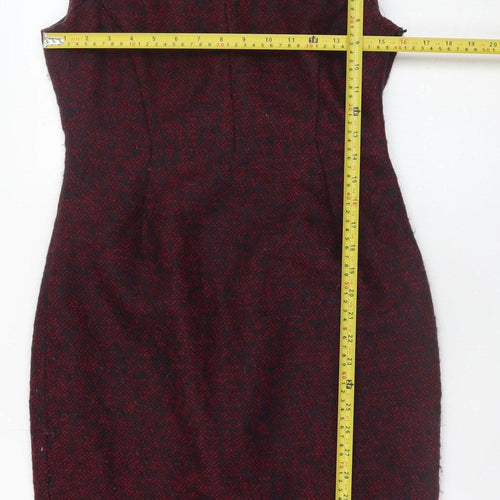 L.K. Bennett Women's Red Wool Blend Herringbone Sheath Dress Size 10