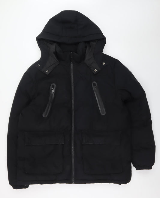Closure London Men's Black XL Hooded Puffer Jacket