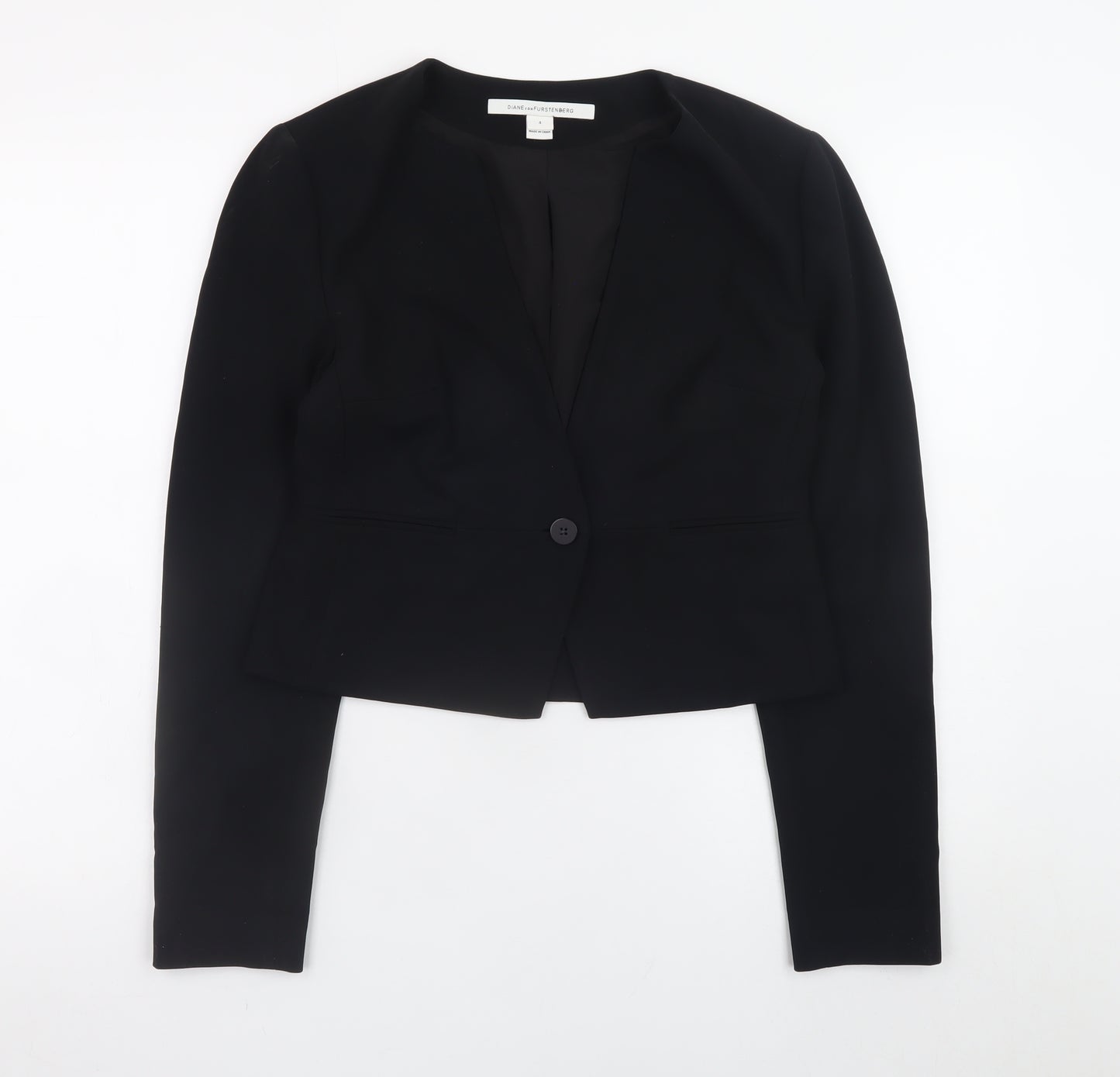 Diane von Furstenberg Womens Black Blazer Size 8 Work Jacket
