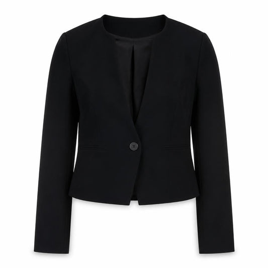 Front view of Diane von Furstenberg women’s black blazer, size UK 8, work jacket