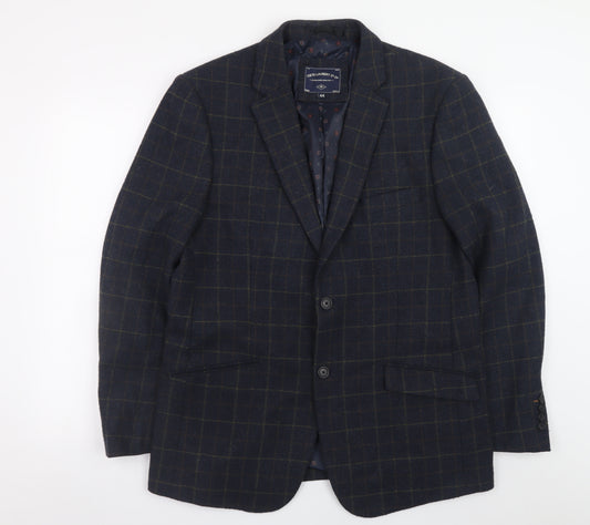 Tokyo Laundry Men's Blue Checked Wool Blend Blazer Size 44 Regular Fit