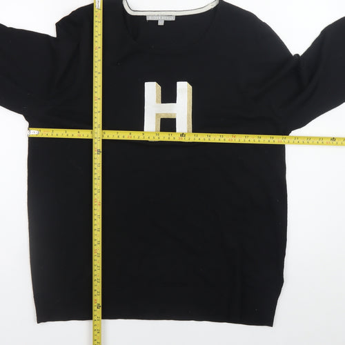Oliver Bonas Womens Black L Crew Neck Pullover Jumper with Gold H