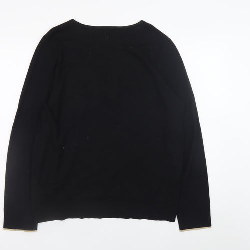 Oliver Bonas Womens Black L Crew Neck Pullover Jumper with Gold H