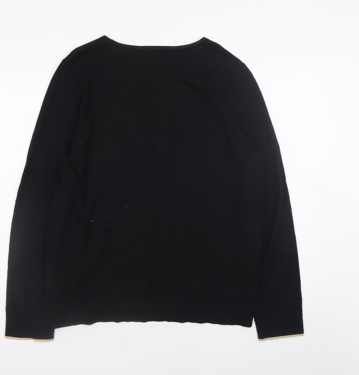 Oliver Bonas Womens Black L Crew Neck Pullover Jumper with Gold H