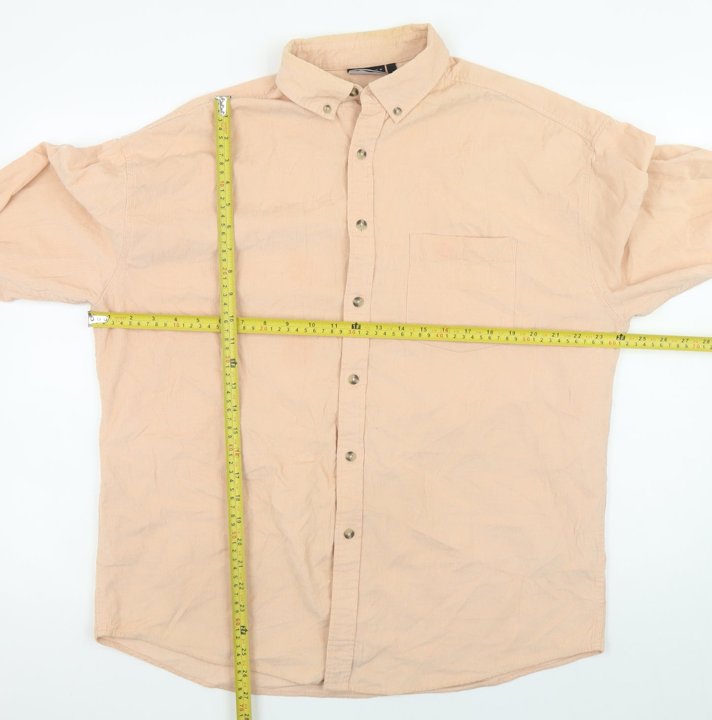 ASOS DESIGN Men's Beige Corduroy Button-Down Shirt Size M