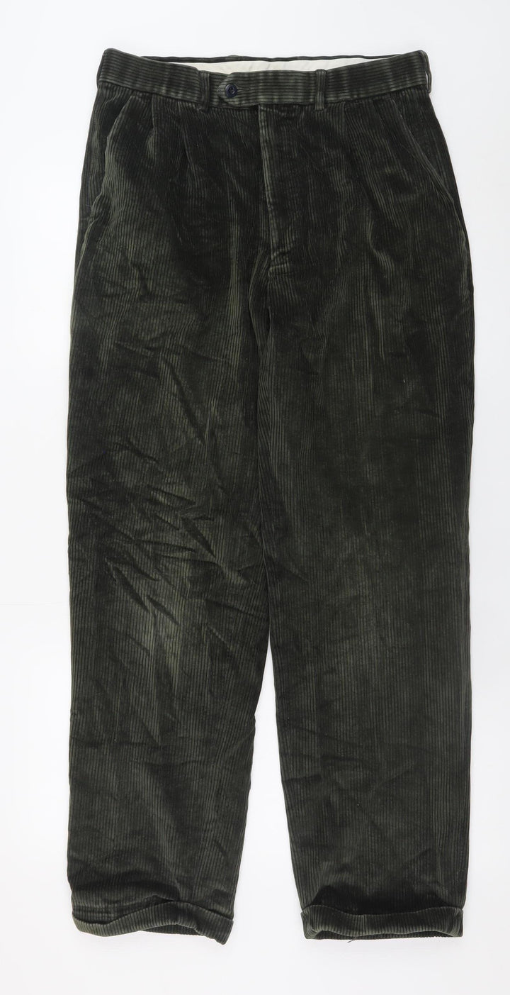 Marks and Spencer Men’s Green Corduroy Trousers 32W 33L Retro Style