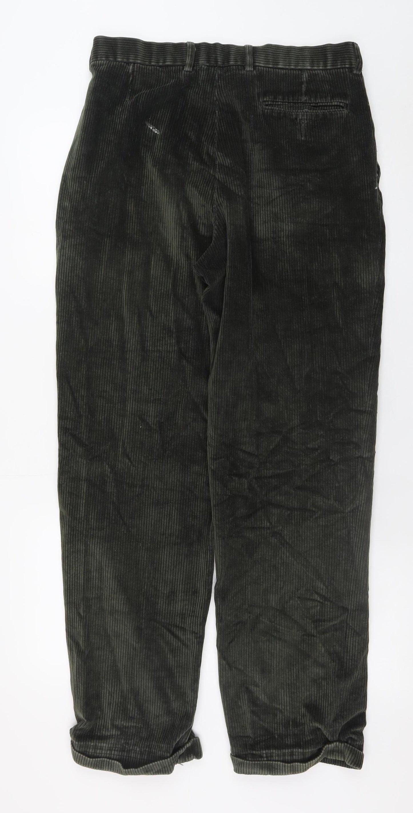 Marks and Spencer Men’s Green Corduroy Trousers 32W 33L Retro Style