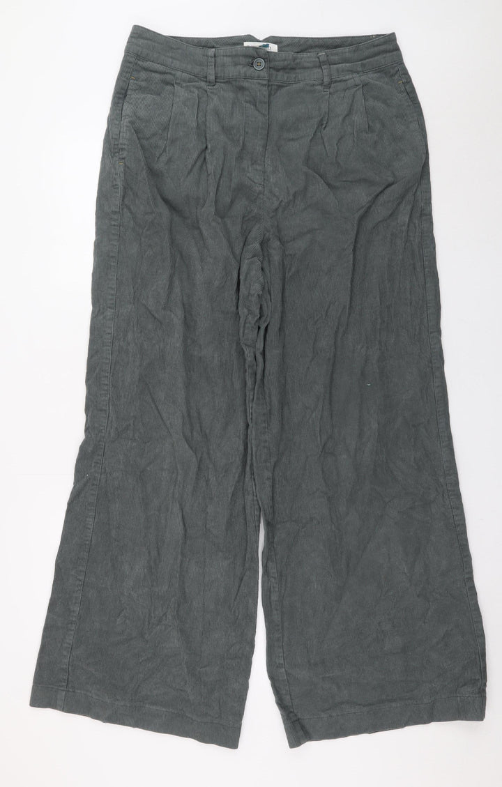 White Stuff Grey Wide-Leg Corduroy Trousers L Unisex