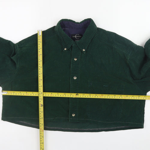Consensus Women's Green Cropped Corduroy Button-Up Shirt M