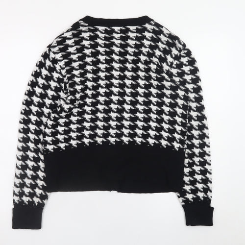 Biba Womens Black Houndstooth Knit Cardigan Medium