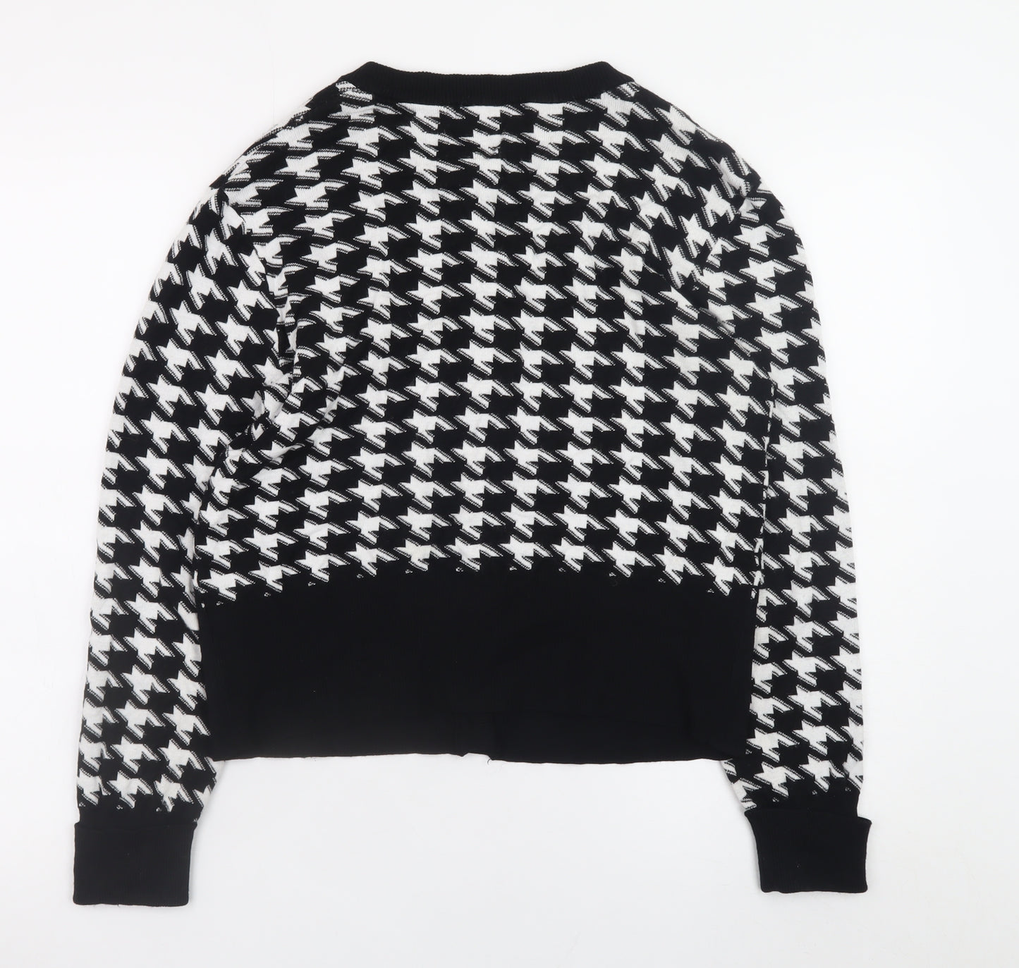 Biba Womens Black Houndstooth Knit Cardigan Medium