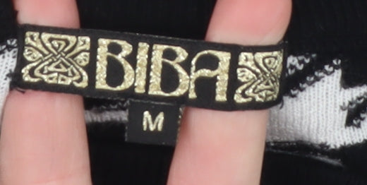 Biba Womens Black Houndstooth Knit Cardigan Medium