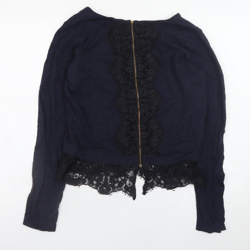 Coast Womens Blue Lace Hem Jumper Small Elegant Long Sleeve Knit