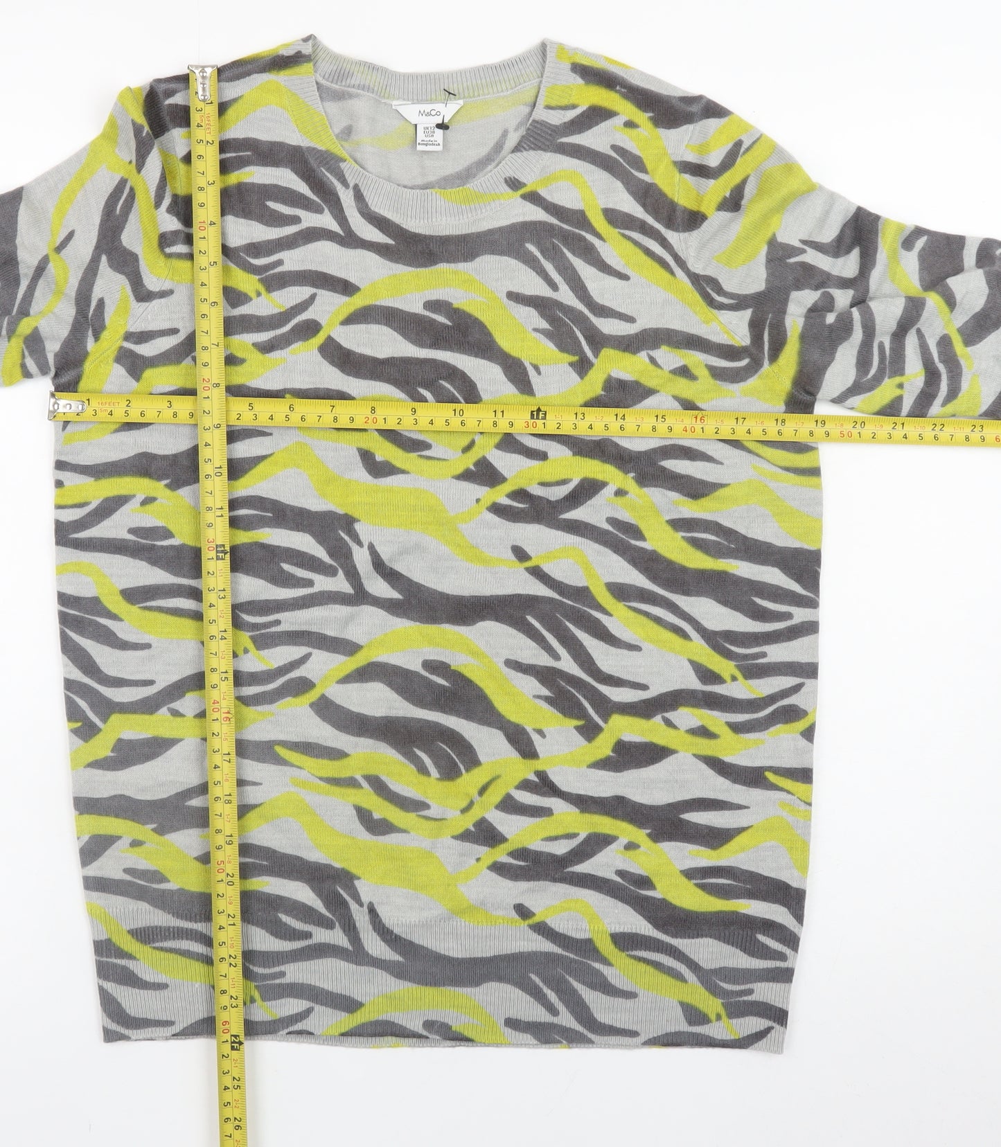 M&Co Women’s Grey Animal Print Acrylic Jumper UK12