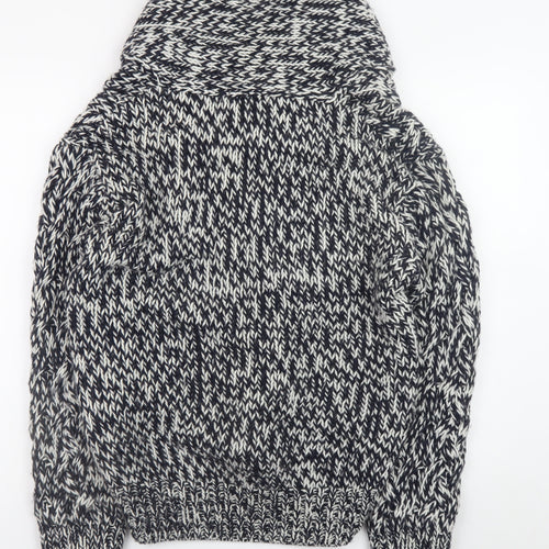 Zara Man Men's Grey Chunky-Knit Shawl Collar Pullover Jumper Size L