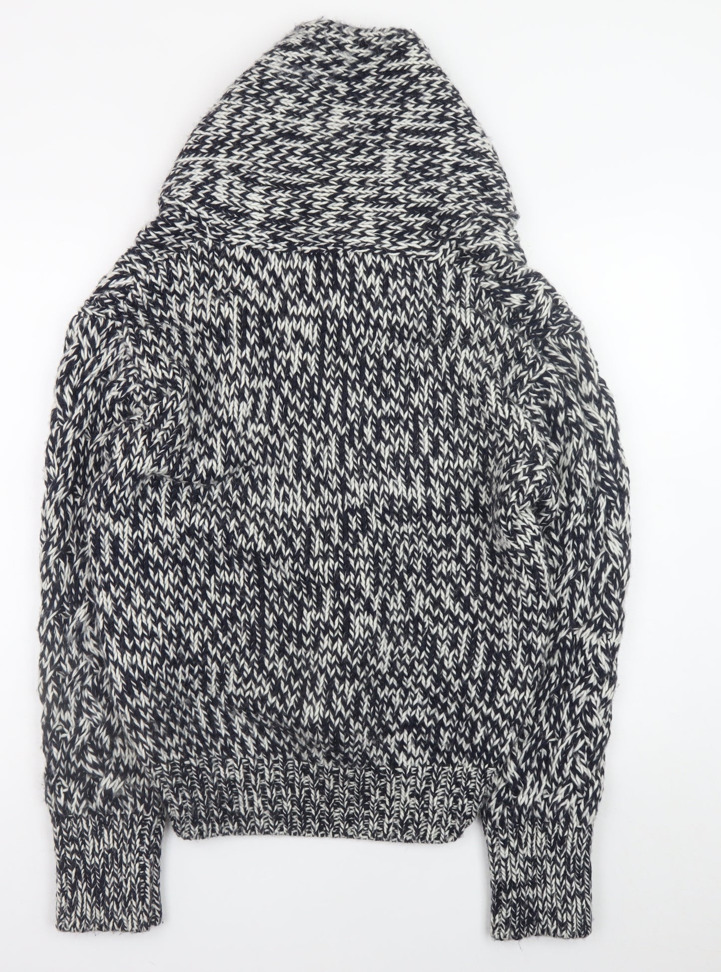 Zara Man Men's Grey Chunky-Knit Shawl Collar Pullover Jumper Size L