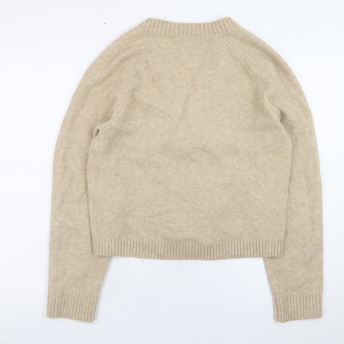 Uniqlo Womens Beige Wool Blend V-Neck Cardigan XS