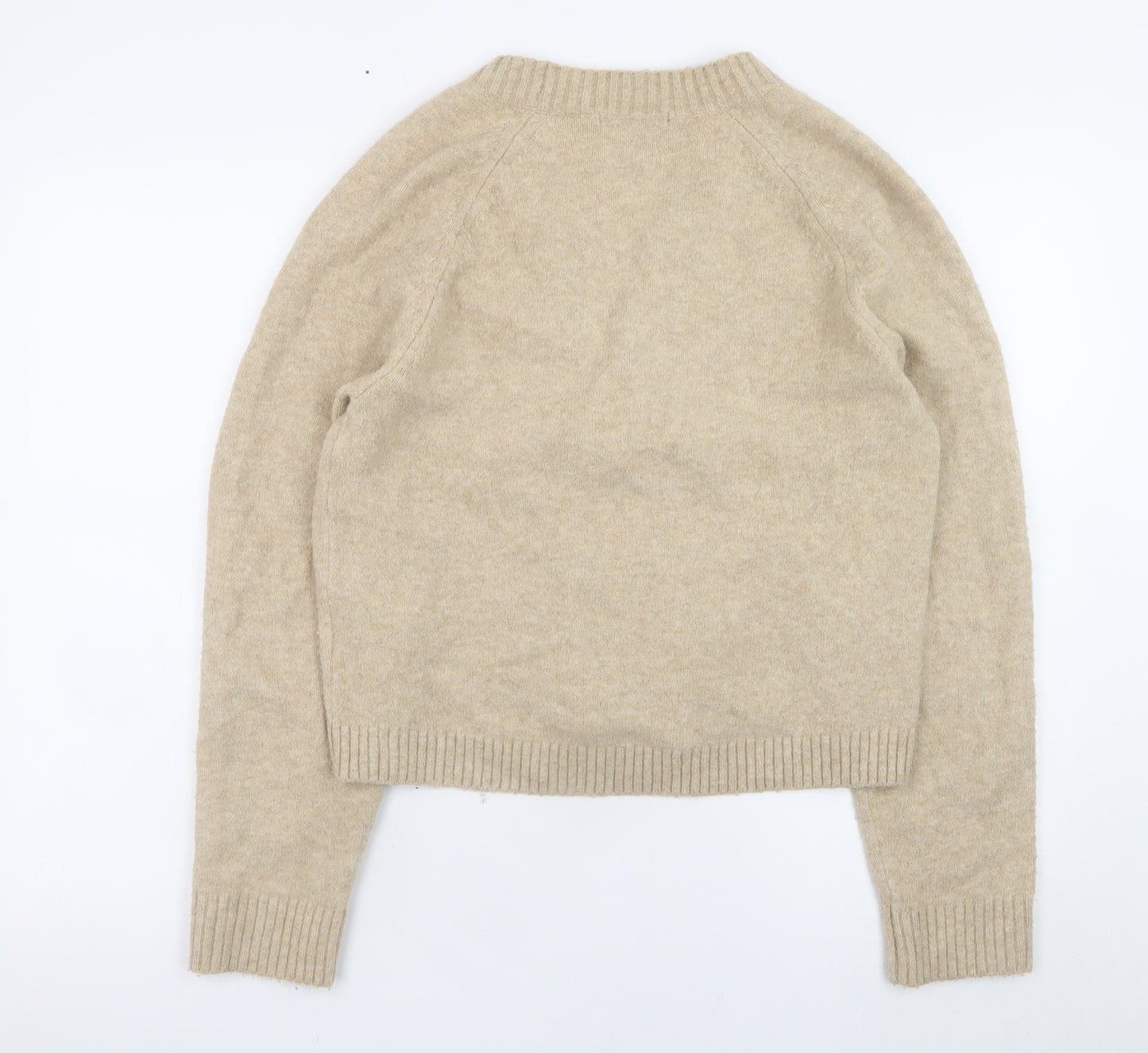 Uniqlo Womens Beige Wool Blend V-Neck Cardigan XS