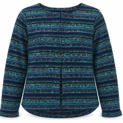 Sno Skins Women's Blue Striped Wool Blend Cardigan XS