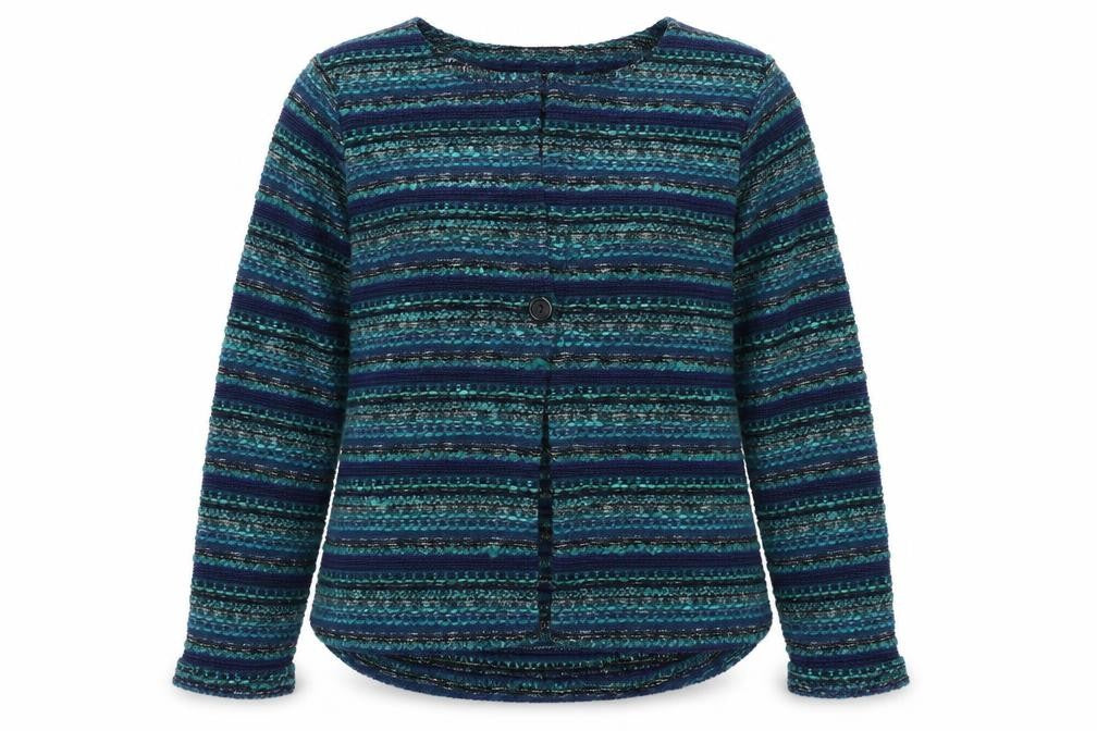 Sno Skins Women's Blue Striped Wool Blend Cardigan XS