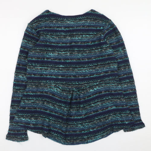Sno Skins Women's Blue Striped Wool Blend Cardigan XS