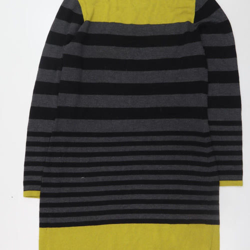 Roman Women’s Black Grey Yellow Striped Shift Knit Dress Size 16