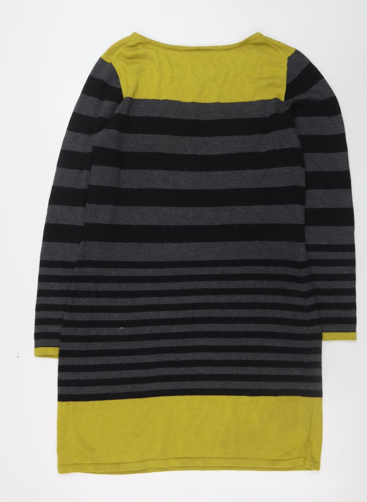 Roman Women’s Black Grey Yellow Striped Shift Knit Dress Size 16