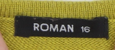 Roman Women’s Black Grey Yellow Striped Shift Knit Dress Size 16