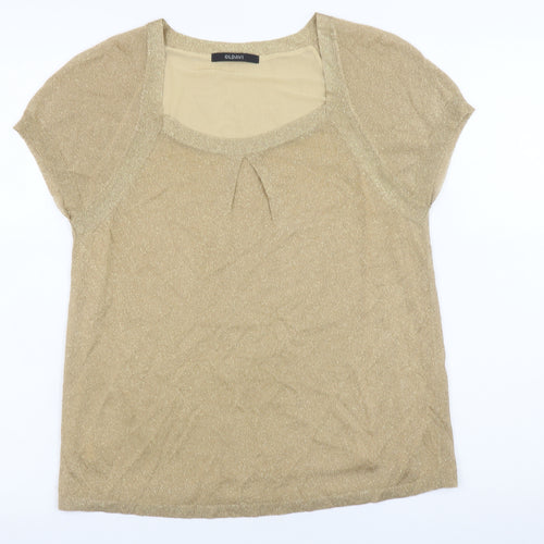 OLDAVI Women’s Gold Short Sleeve Blouse Size 18 Viscose Knit