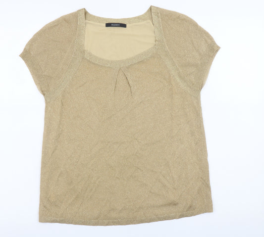 OLDAVI Women’s Gold Short Sleeve Blouse Size 18 Viscose Knit