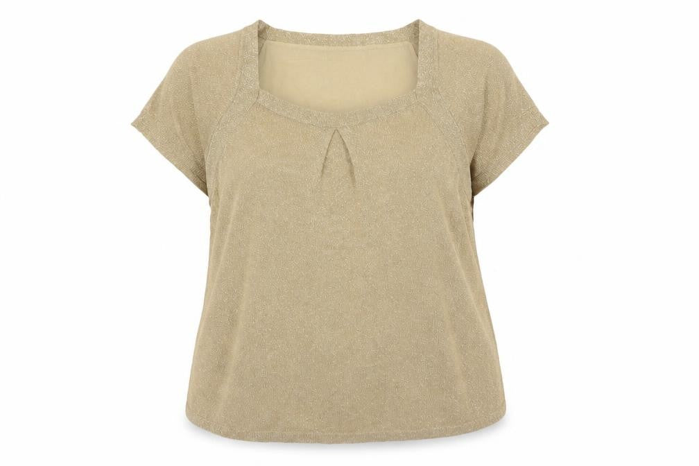 OLDAVI Women’s Gold Short Sleeve Blouse Size 18 Viscose Knit