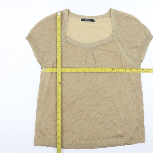 OLDAVI Women’s Gold Short Sleeve Blouse Size 18 Viscose Knit