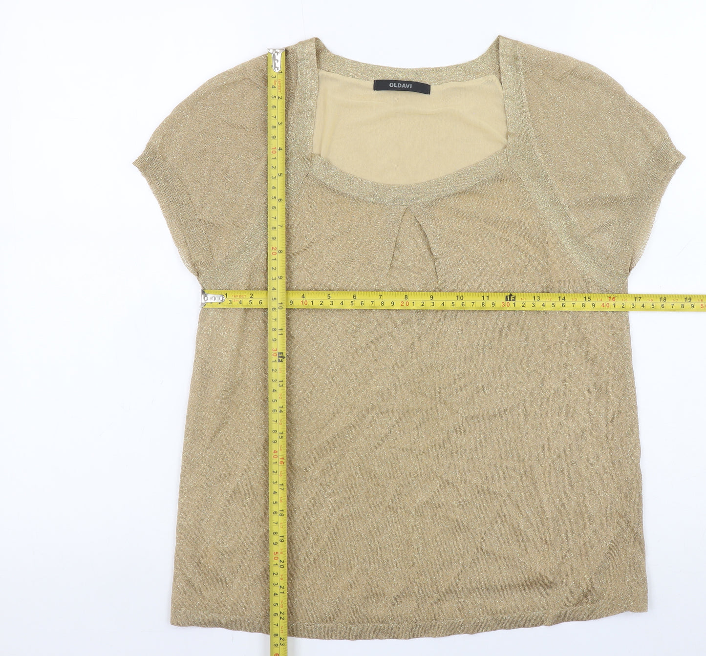 OLDAVI Women’s Gold Short Sleeve Blouse Size 18 Viscose Knit