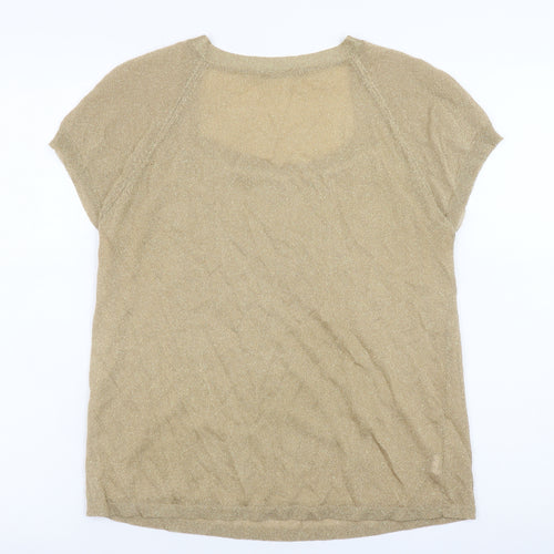 OLDAVI Women’s Gold Short Sleeve Blouse Size 18 Viscose Knit