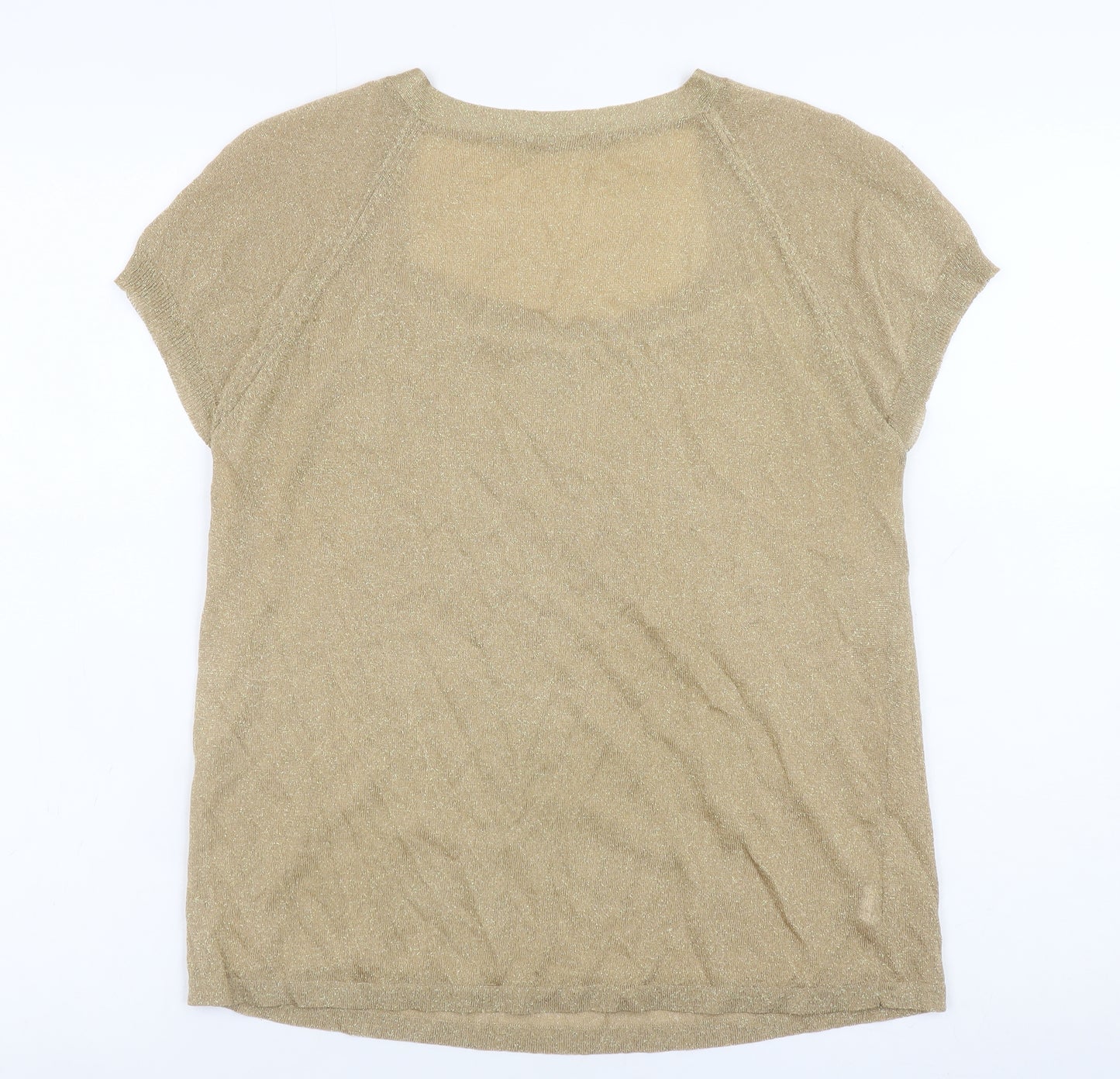 OLDAVI Women’s Gold Short Sleeve Blouse Size 18 Viscose Knit
