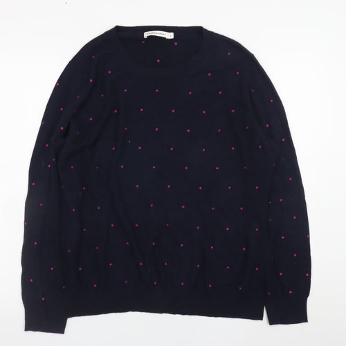 Sportscraft Women's Blue Polka Dot Cotton Cashmere Jumper XL