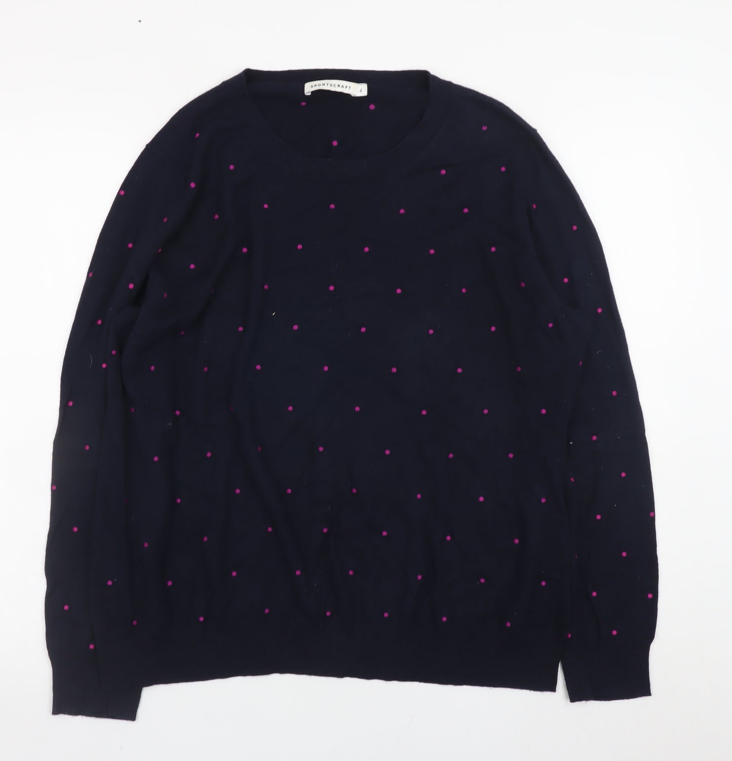 Sportscraft Women's Blue Polka Dot Cotton Cashmere Jumper XL