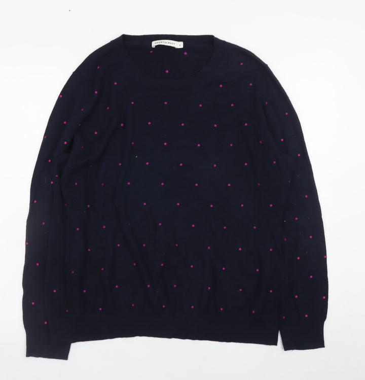 Sportscraft Women's Blue Polka Dot Cotton Cashmere Jumper XL
