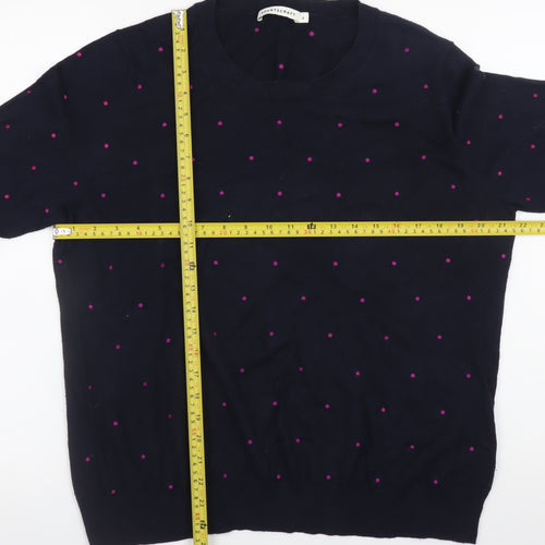 Sportscraft Women's Blue Polka Dot Cotton Cashmere Jumper XL