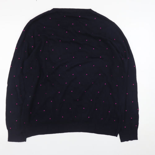 Sportscraft Women's Blue Polka Dot Cotton Cashmere Jumper XL