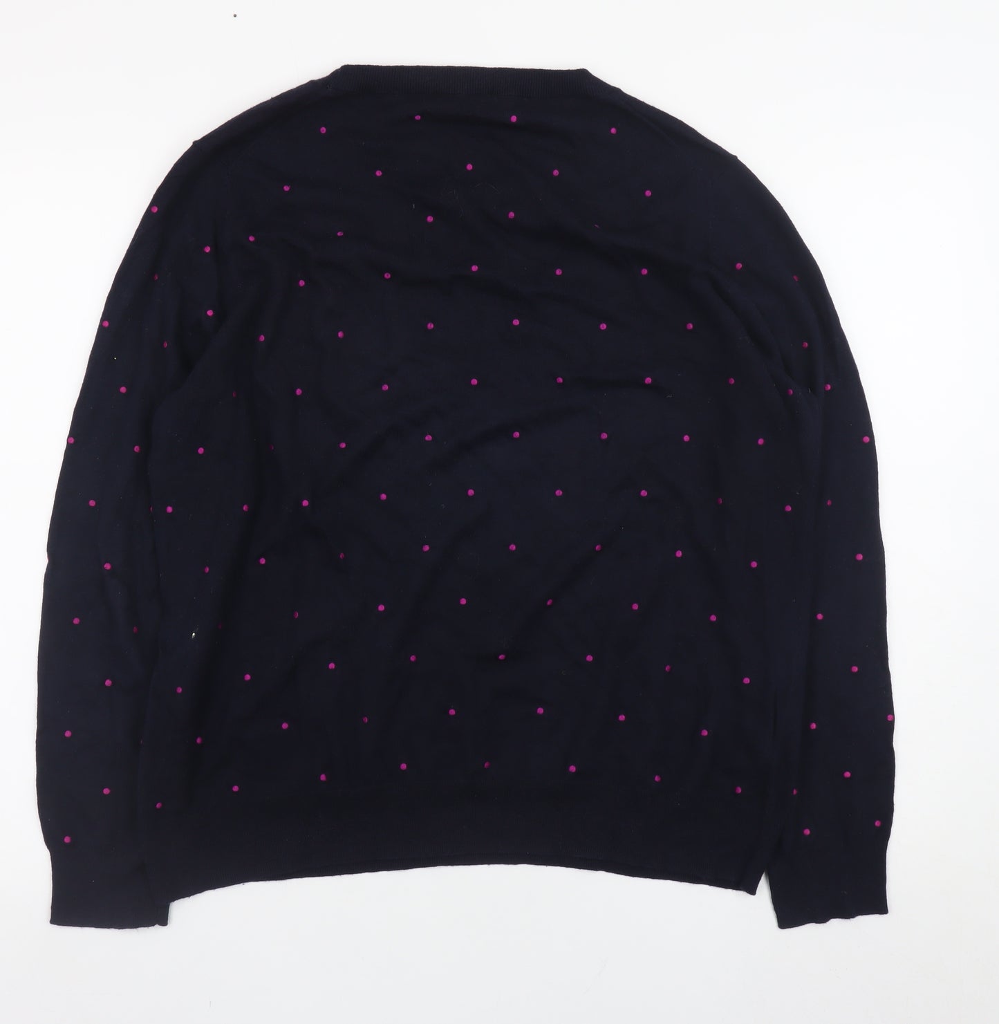 Sportscraft Women's Blue Polka Dot Cotton Cashmere Jumper XL