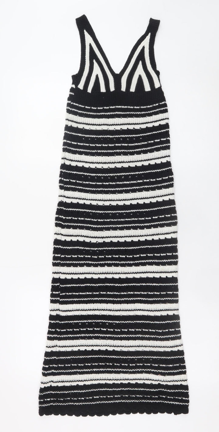 New Look Petite Black & White Striped Knit Slip Dress Size 6