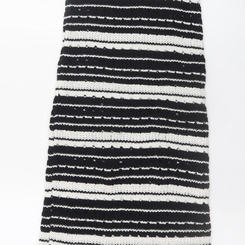 New Look Petite Black & White Striped Knit Slip Dress Size 6