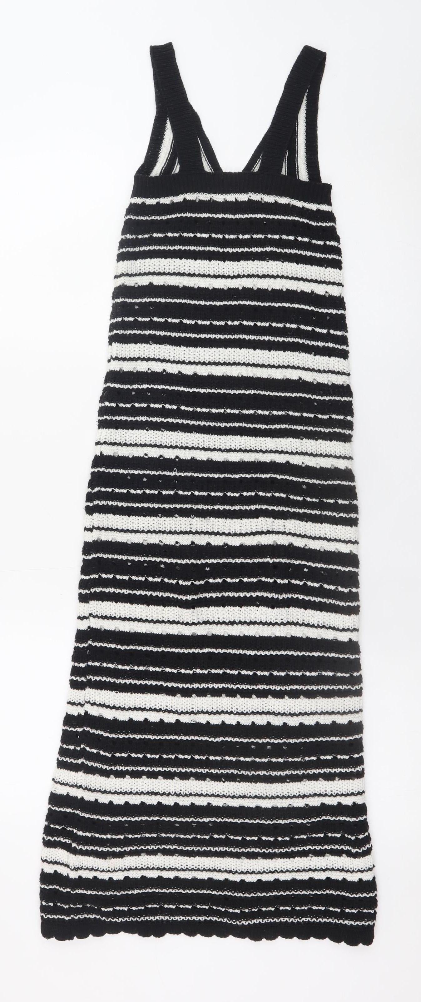 New Look Petite Black & White Striped Knit Slip Dress Size 6