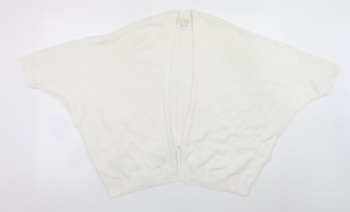 New Look Women Ivory Knit Cape Cardigan M Dolman Sleeve Open Front