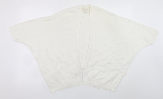 New Look Women Ivory Knit Cape Cardigan M Dolman Sleeve Open Front