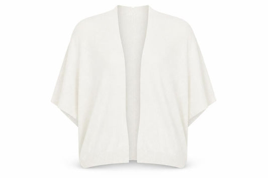 Front view of New Look Women Ivory Knit Cape Cardigan M Dolman Sleeve Open Front