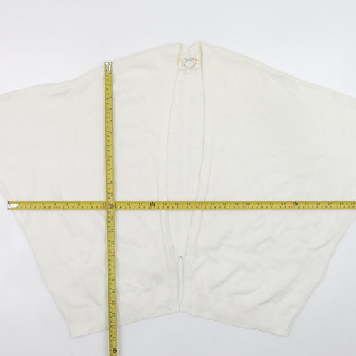 New Look Women Ivory Knit Cape Cardigan M Dolman Sleeve Open Front