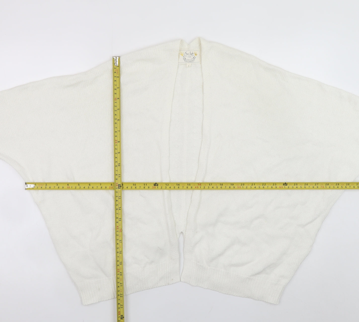 New Look Women Ivory Knit Cape Cardigan M Dolman Sleeve Open Front