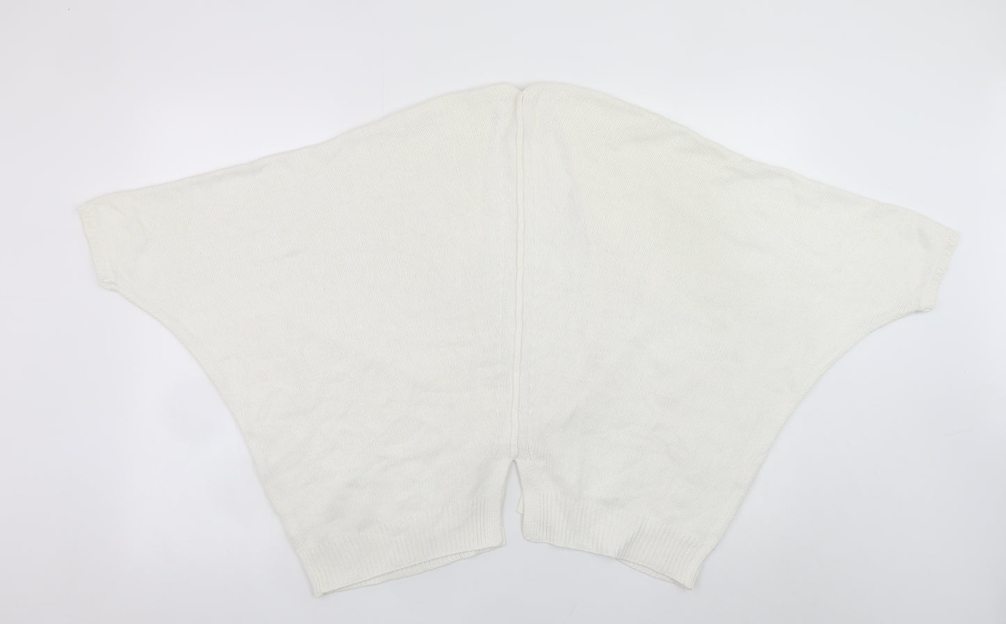 New Look Women Ivory Knit Cape Cardigan M Dolman Sleeve Open Front